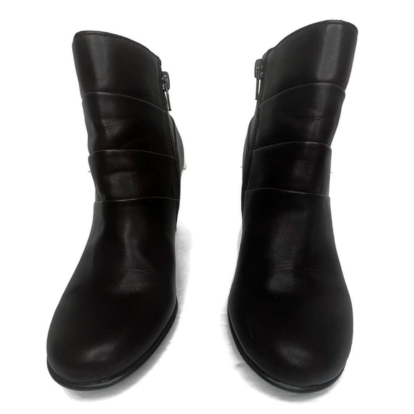Aerosoles Brown Size 6 6M Leather Short Zipper Boots NIB New Pleated Heals - Picture 6 of 10